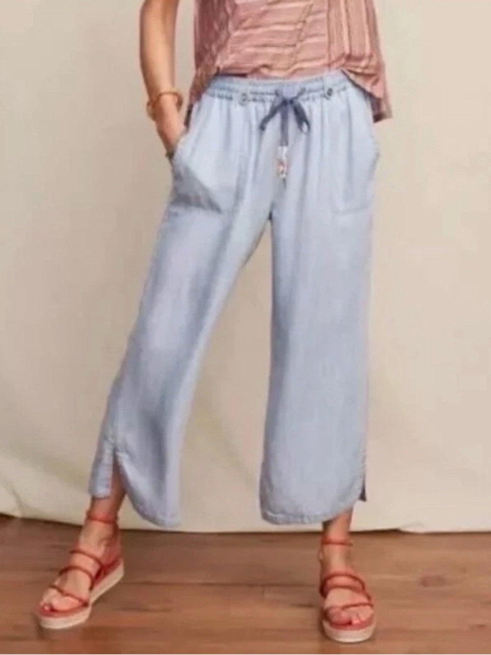 Matilda Jane Drawstring Cropped Wide-Leg Pants